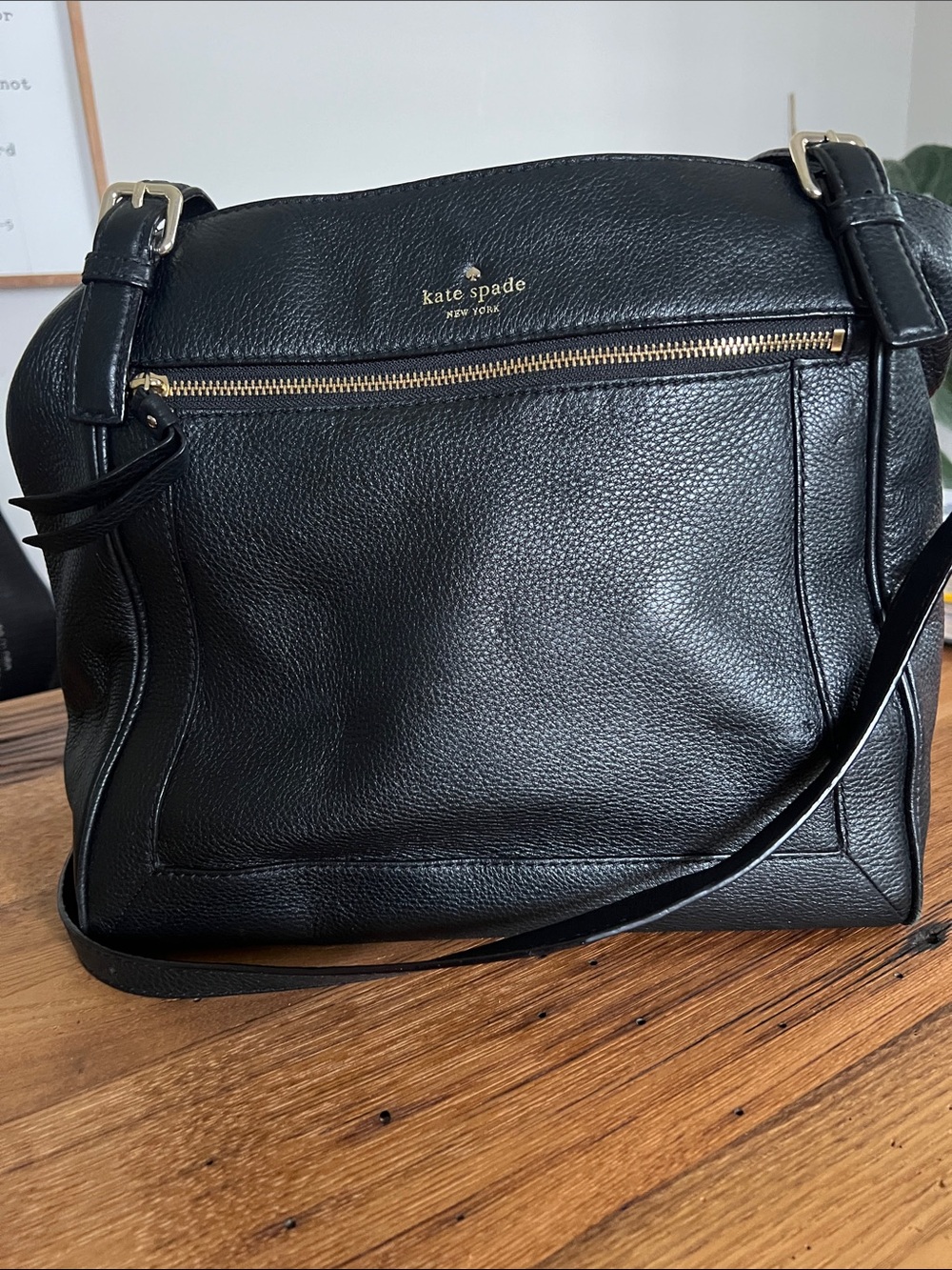 kate spade Black Pebbled Leather Shoulder Bag with Gold Hardware - Picture 2 of 10